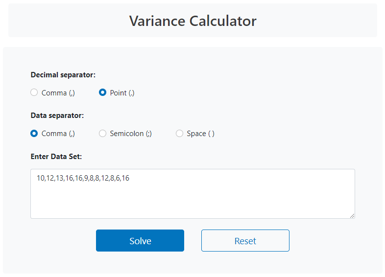 sample population variance calculator