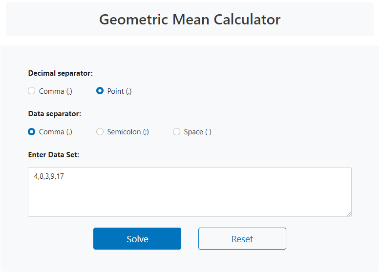 geometric mean calculator