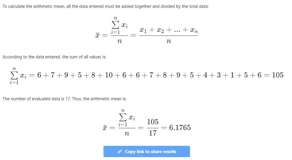 arithmetic mean calculator with solution